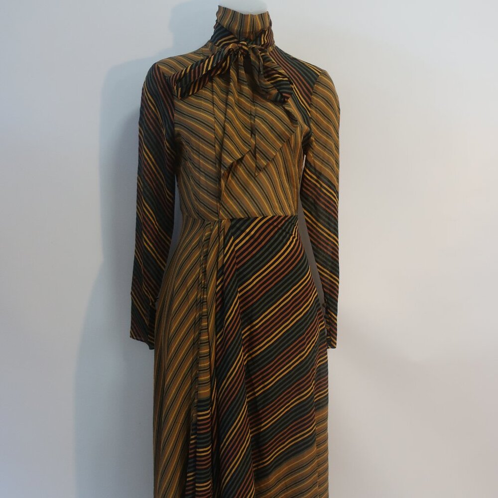 NWT Womens Ronny Kobo Ronny Kobo Brown Black Striped Mock Neck Noven Dress S - Picture 6 of 16